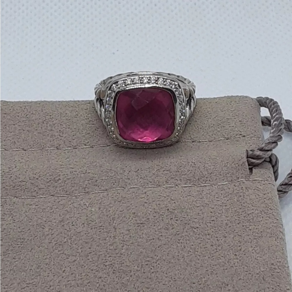 David Yurman Albion Sterling Silver Ring 14mm Tourmaline Stone